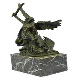 Religious Church Saint St Michael Lucifer Bronze Sculpture