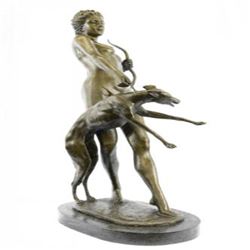 Roman Greek Mythology Diana and Hound Bronze Sculpture