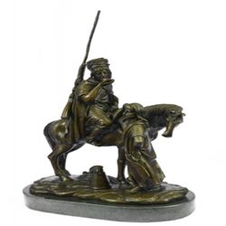 Cavalier Et Femme Arabe a La Fontaine Bronze Sculpture