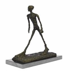 Modern Stuck Big Man Walking Bronze Sculpture