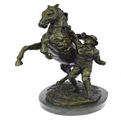 Man With Horse Bronze Sculpture