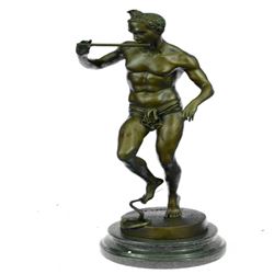 Snake Charmer Bronze Sculpture on Marble Base Figurine