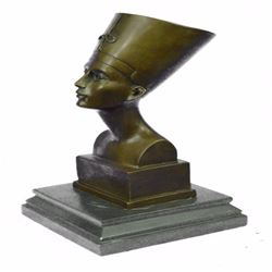Miniature Nefertiti Bust Egyptian Queen Bronze Sculpture