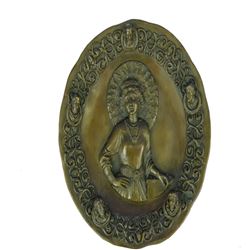 Young Queen Elizabeth II Bas Relief Bronze Sculpture