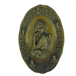 Wall Plaque Blossom Girl Bronze Sculpture