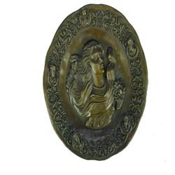 Wall Mount Relief Roman Girl Bronze Figurine