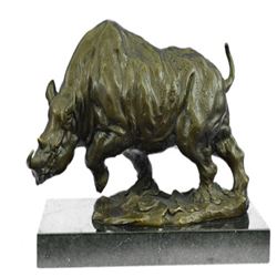 White Rhino Bronze Sculpture on Marble Base Figurine