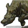 Image 2 : White Rhino Bronze Sculpture on Marble Base Figurine
