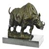 Image 6 : White Rhino Bronze Sculpture on Marble Base Figurine