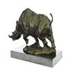 Image 9 : White Rhino Bronze Sculpture on Marble Base Figurine