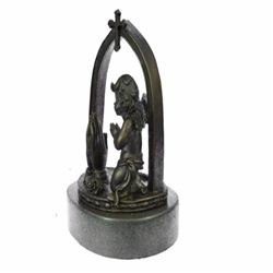 Religious Praying Baby Angel Bronze Sculpture