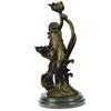 Image 1 : Sexy Nymph with Tulip Candle Holder Bronze Sculpture