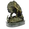 Image 1 : Lion and Snake Bronze Sculpture on Marble Base Statue