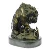 Image 2 : Lion and Snake Bronze Sculpture on Marble Base Statue