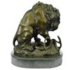 Image 3 : Lion and Snake Bronze Sculpture on Marble Base Statue