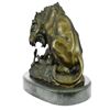 Image 5 : Lion and Snake Bronze Sculpture on Marble Base Statue
