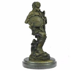 American Indian Warrior Bronze Sculpture on Marble Base Statue