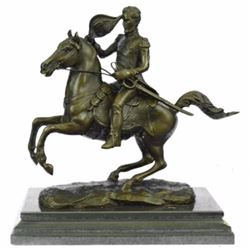 Civil War General Horse and Sword Bronze Sculpture