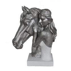 Lady with her Faithful Horse Cold Cast Bronze Sculpture