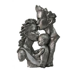 New Born With Mother Father Cold Cast Bronze Sculpture