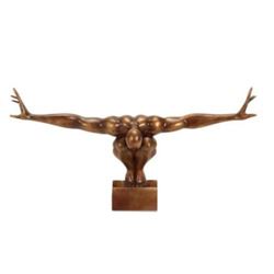 Handcrafted Detailed Sexy Nude Male Cold Cast Bronze Sculpture