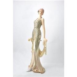 Beautiful Lady with Fitted Dress Cold Cast Bronze Sculpture