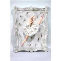 Swan Lake Ballerina Dancer Picture Frame Cold Cast Bronze Sculpture