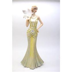 Glamorous Sexy Woman with Long Low Back Dress Cold Cast Bronze Sculpture