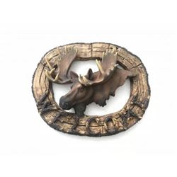 Moose Head Wildlife Trophy Head Wood Look Wall Art Sculpture