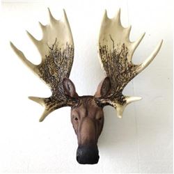 Cold Cast Bronze Moose Head Wall Mount Sculpture