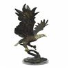 Image 1 : Stunning Eagle Genuine Hot Cast Bronze Statue on Marble Sculpture