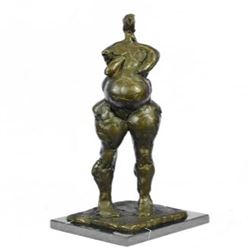Abstract Modern Art Mid Century Pregnant Lady Bronze Sculpture