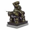 Image 1 : Abstract Mid Century Nude Girl With Bull Bronze Sculpture