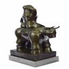 Image 2 : Abstract Mid Century Nude Girl With Bull Bronze Sculpture