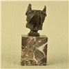 Image 1 : German English Boxer Bulldog Bronze Sculpture on Marble Base Statue