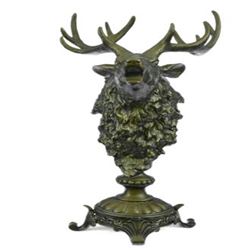 Elk Deer Bust Head Lodge Cabin Wildlife Art Bronze Sculpture