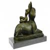 Image 2 : French Nude Nymph Resting on Sphinx Bronze Sculpture