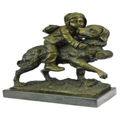 Bernard Bronze Sculpture on Marble Base Statue
