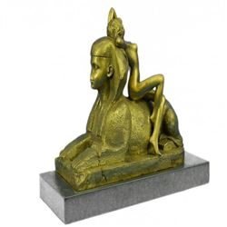Egyptian Lion with Nude Nymph Bronze Sculpture