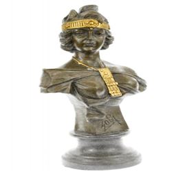 Gold Patina Two Tone Beautiful Woman Bronze Sculpture