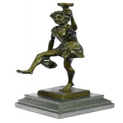 Greek God of Wine Bronze Sculpture on Marble Base Statue