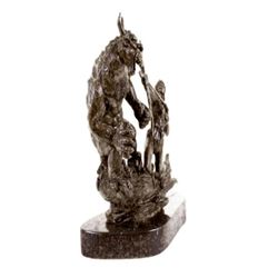 Mercie Woman Warrior Fighting Demon Bronze Sculpture
