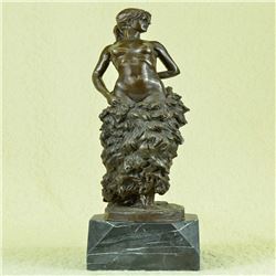 Nude Woman Bronze Sculpture on Marble Base Figurine
