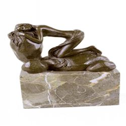 Naked Female on Rock Bronze Sculpture
