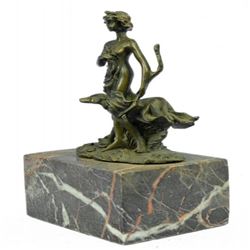 Diana the Hunter Bronze Sculpture on Marble Base Statue