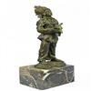 Image 5 : Indian with Feathered Headdress Holding an Ox Head Bronze Sculpture