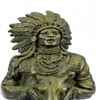 Image 6 : Indian with Feathered Headdress Holding an Ox Head Bronze Sculpture
