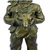 Image 7 : Indian with Feathered Headdress Holding an Ox Head Bronze Sculpture
