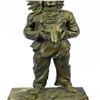 Image 8 : Indian with Feathered Headdress Holding an Ox Head Bronze Sculpture