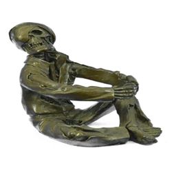 Halloween Decor Skeleton Wine Holder Bronze Figurine